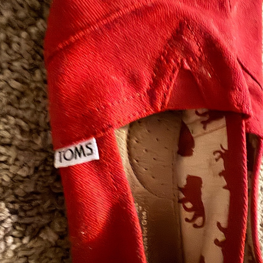 TOMS Kids Red Canvas Slip-Ons